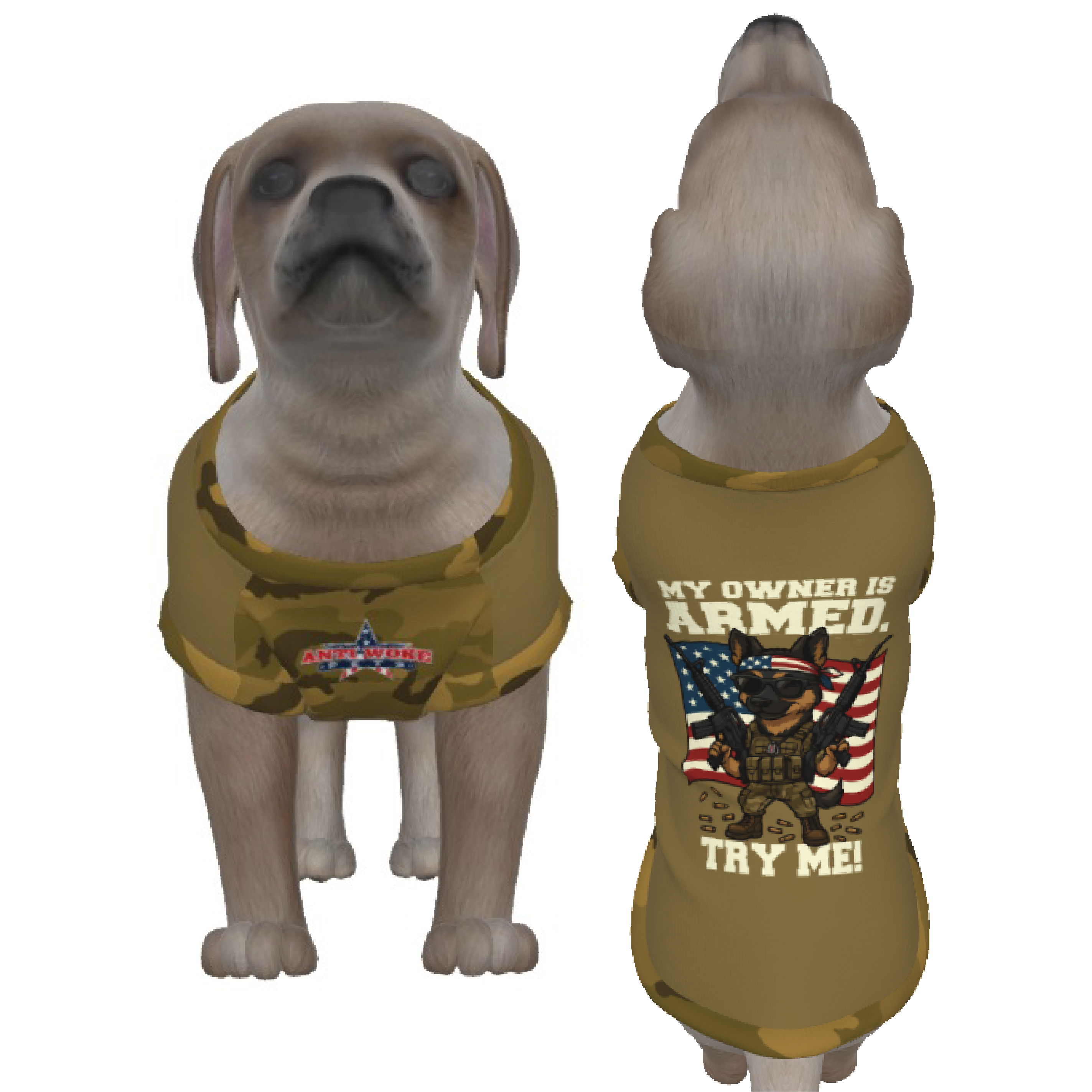 German Shepard- Tan W/ Camo- My Owner Is Armed- Puppy Tank Top